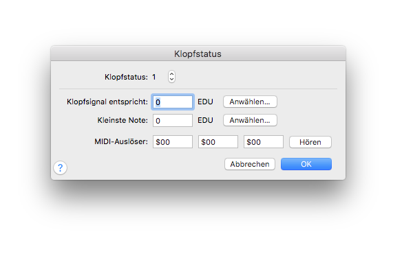 Dialogbox Klopfstatus